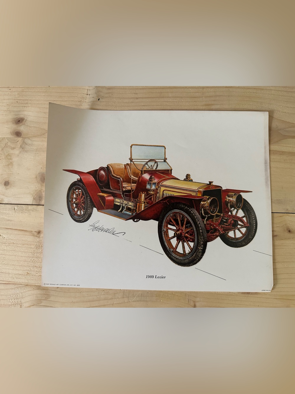 Vintage 1969 Donald Art Company 1909 Lozier car automobileautomotive art print